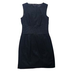 Banana Republic Wool Black Sheath Sleeveless Dress Size 2 Stretch Silk Waistband